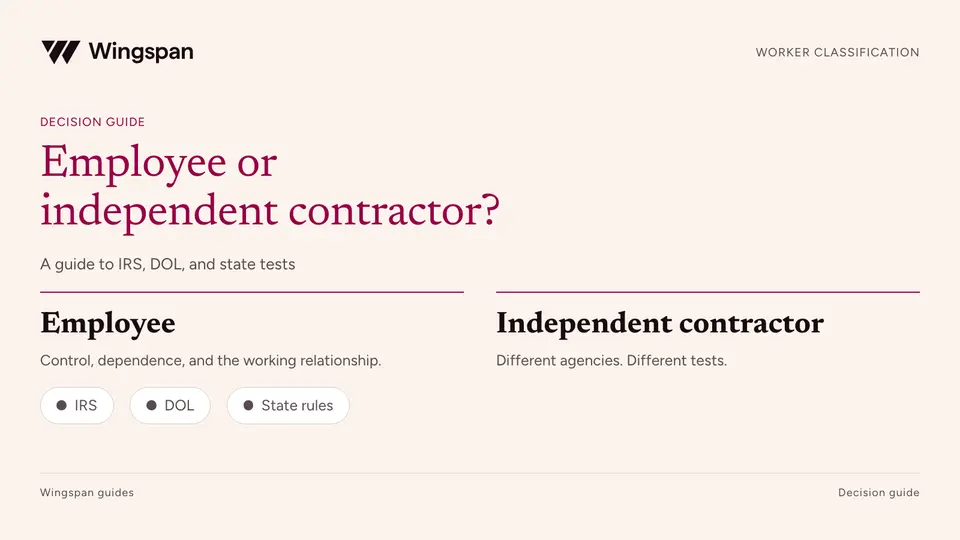 Employee or independent contractor? IRS, DOL, and state tests explained
