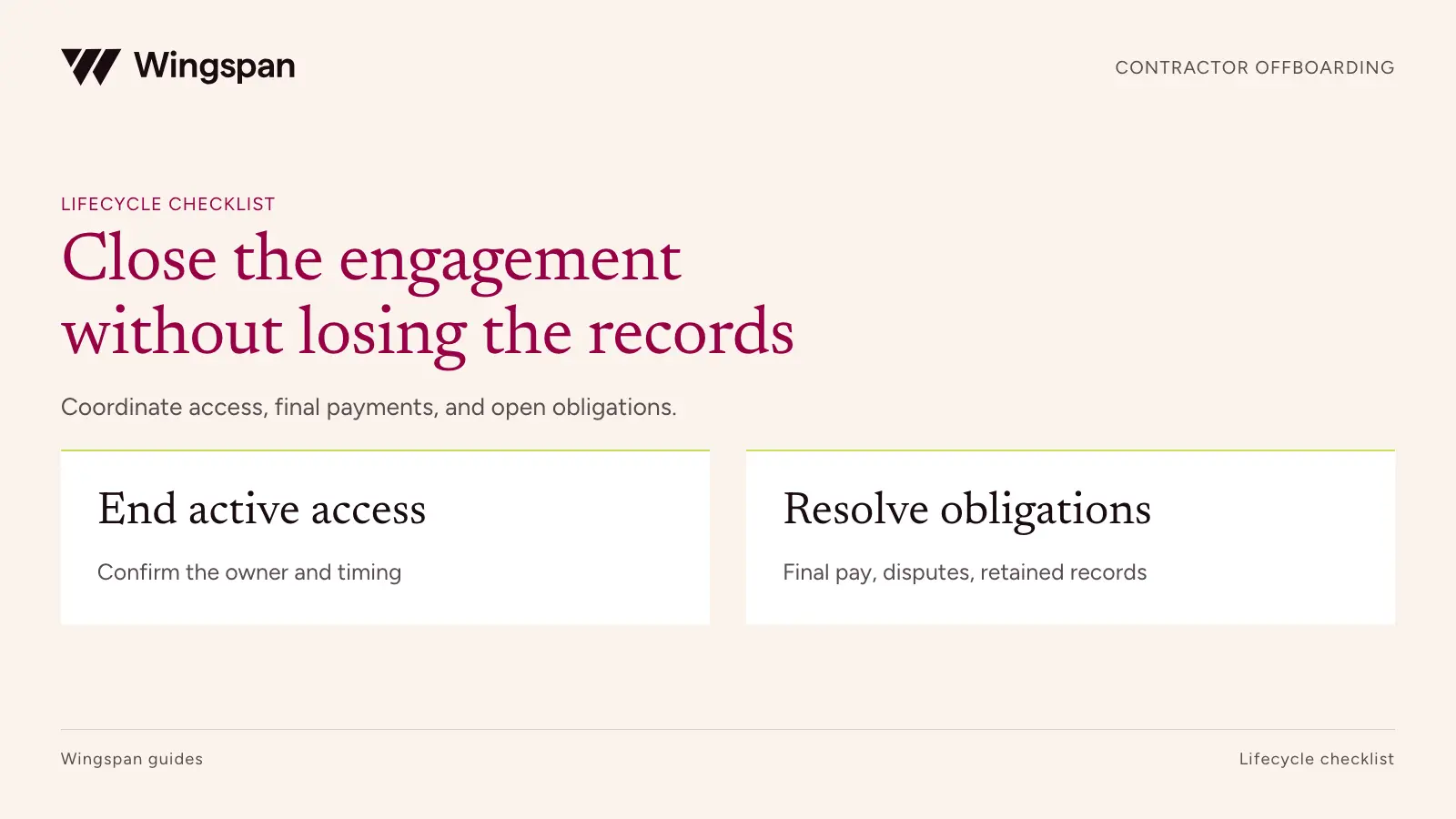 Contractor offboarding checklist: final payments, access, and tax records