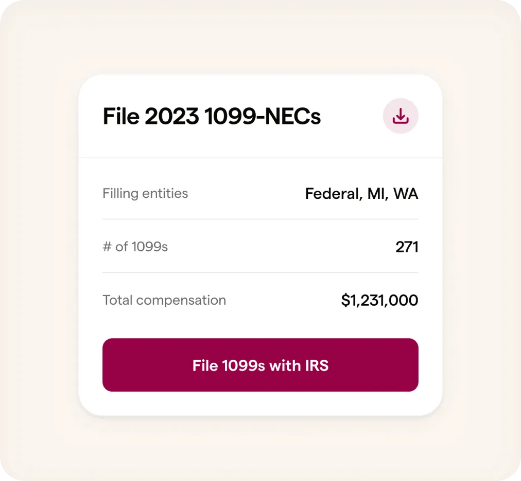 1-click 1099-NEC creation and filing dashboard