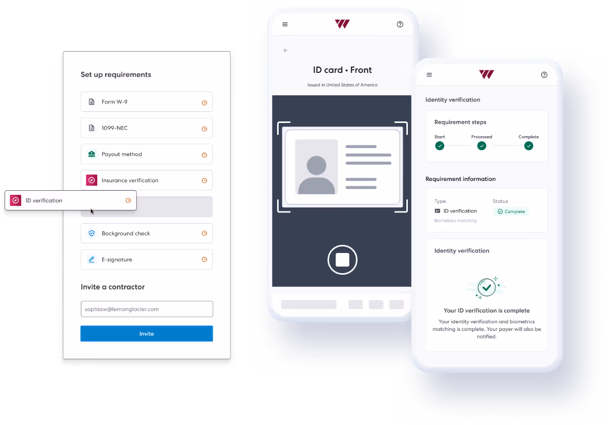 Biometric ID verification screen with document and face matching results
