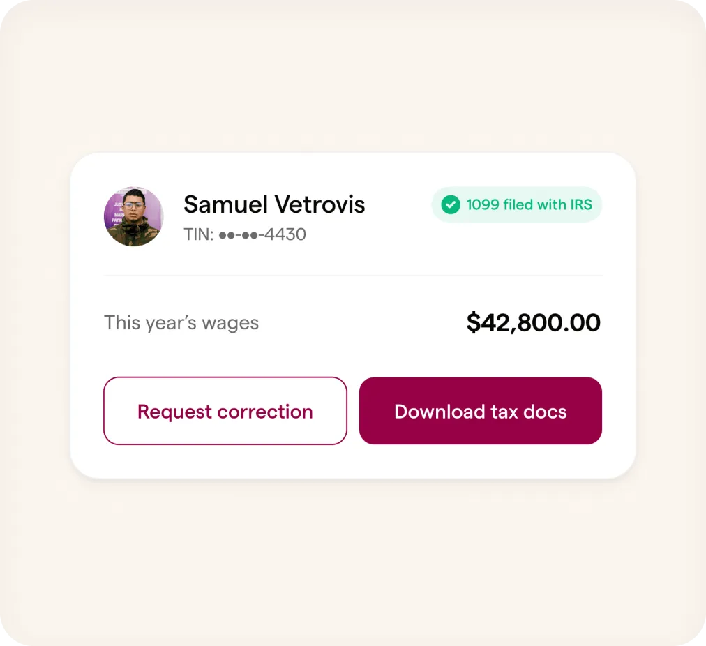 Contractor portal with 1099 reminders and corrections