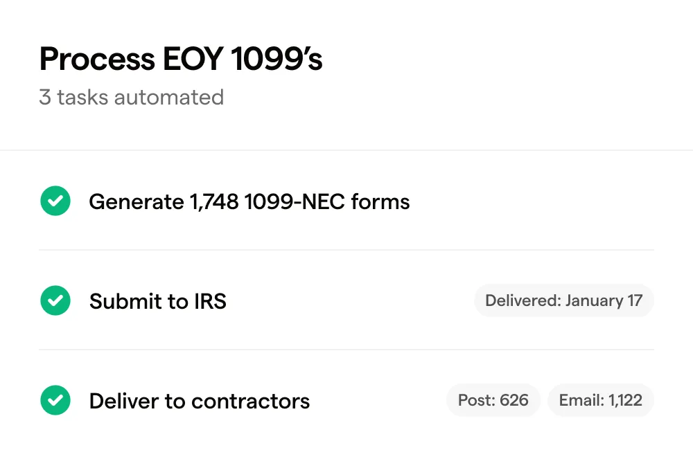 Automated 1099 creation and filing