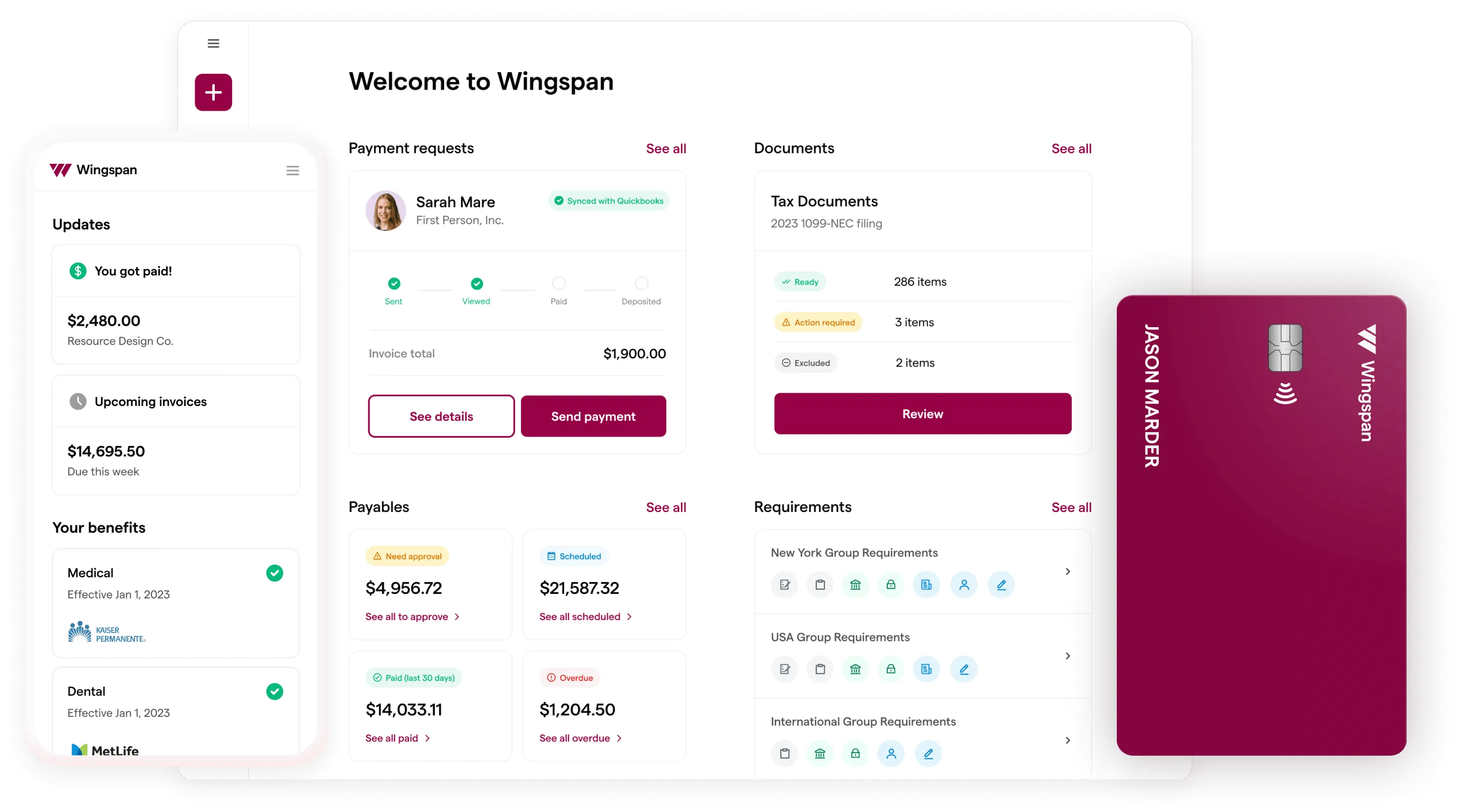 Wingspan contractor management dashboard