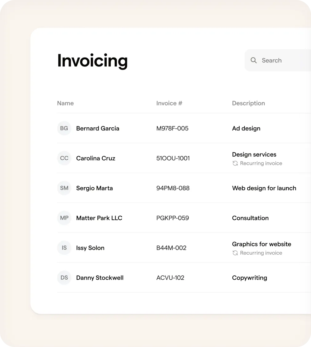 Line item invoice detail view