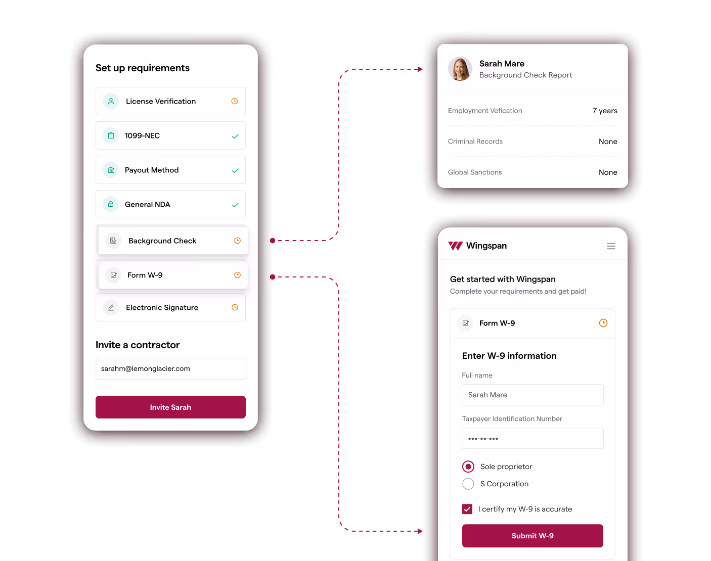 Onboarding dashboard in Wingspan